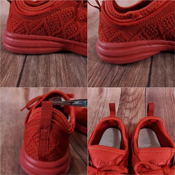 APL Womens Size 6.5 Techloom Phantom Red Knit Lace Up Running Shoes - Picture 10 of 14